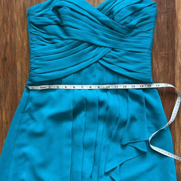 David's Bridal Teal Strapless Dress Women’s Size 6 Wedding Formal Prom - Picture 8 of 10